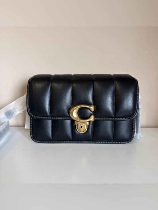 Coach Handbags - Coach Black Quilted Leather Shoulder Bag with Brass C-Clasp C7725 STUDIO